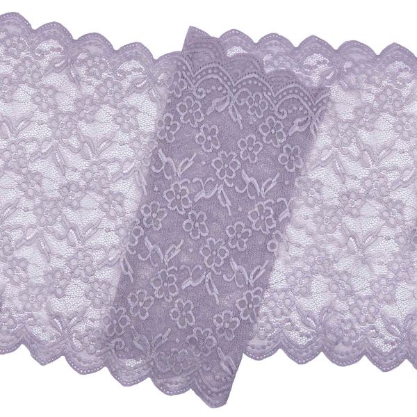 Кружево бельевое эластичное 400 мм / 3.4 метра, цвет светло-серый