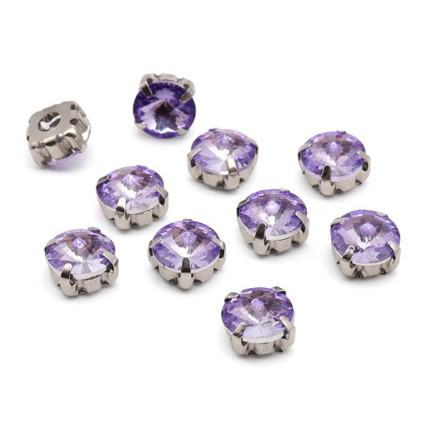 Хрустальные стразы в цапах круглой формы, сиреневый 8 мм, 10 шт. Astra&Craft, РЦ011НН8