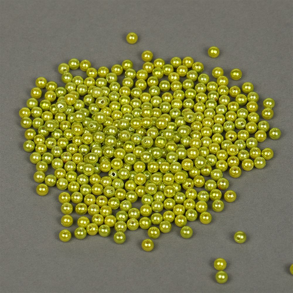 Бусины пластик (перламутр) ⌀6 мм, цв.017 салатовый, уп.500г (4838 шт), Magic4Hobby