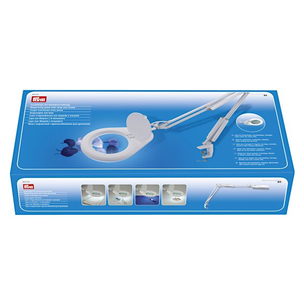 Лупа с подсветкой, с приспособлением для крепления, с линзой, белый, 120 мм