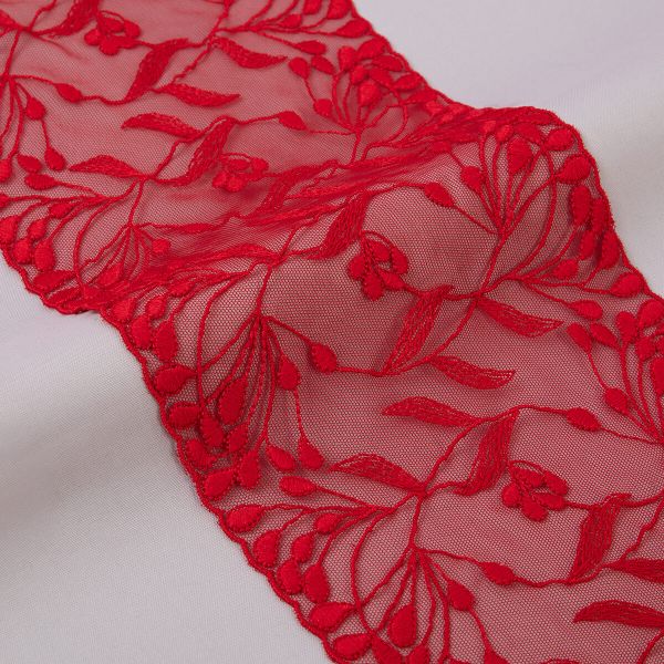 Кружево бельевое эластичное 170 мм / 10 м, красный, Gamma GKME-17002