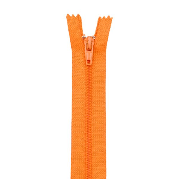 Молния спираль (витая) брючная Т3 (3 мм) 1 зам., н/раз., 20 см, автомат, оранж, 30114, 10 шт