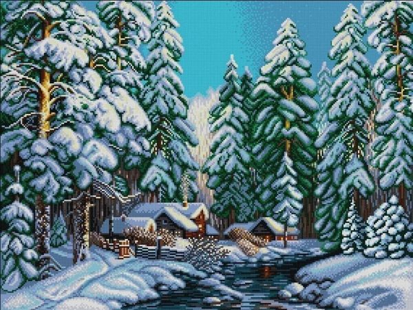 Рисунок для вышивания бисером Конек арт. 1461 Таежная зима 45х60 см