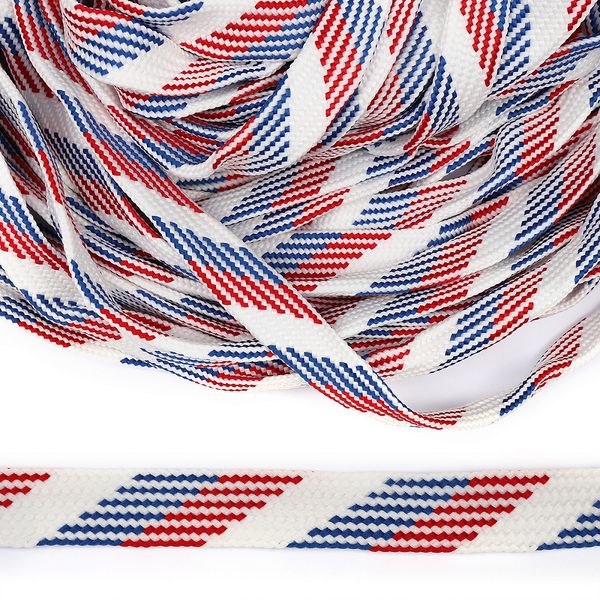 Шнур полиэфир плоский ⌀19.0-20.0 мм / 25 метров, турецкое плетение, триколор