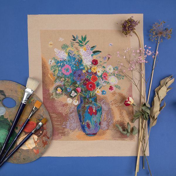 Набор для вышивания нитками Panna, Золотая серия, Букет цветов, 31х39 см