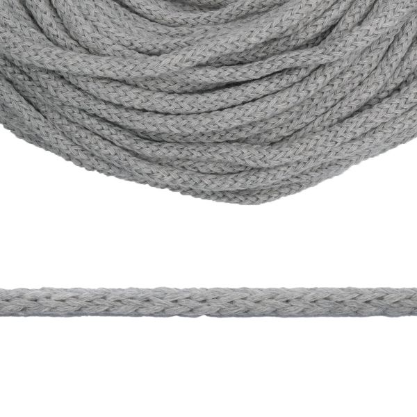 Шнур круглый х/б ⌀5.0 мм / 100 метров, цв.серый меланж