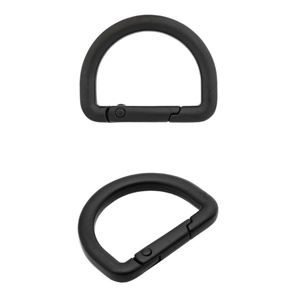 Карабин металл полукольцо 25 мм, черный матовый, MB_2232, 6 шт