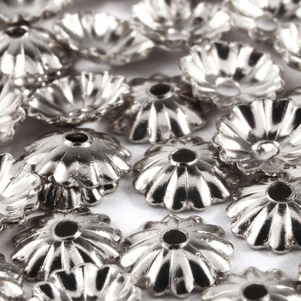 Шапочка для бусин, 3мм 100 шт в упак, Астра, Никель