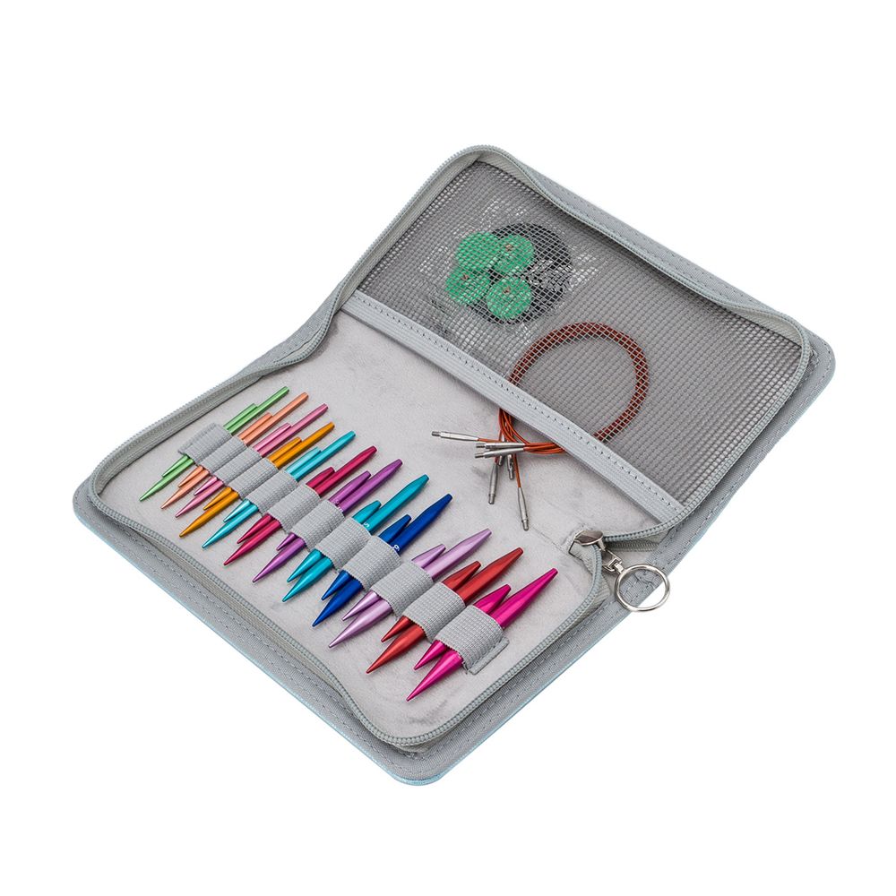 Набор съемных спиц для вязания 5см+8см, 12 размеров (3мм-8мм), алюминий