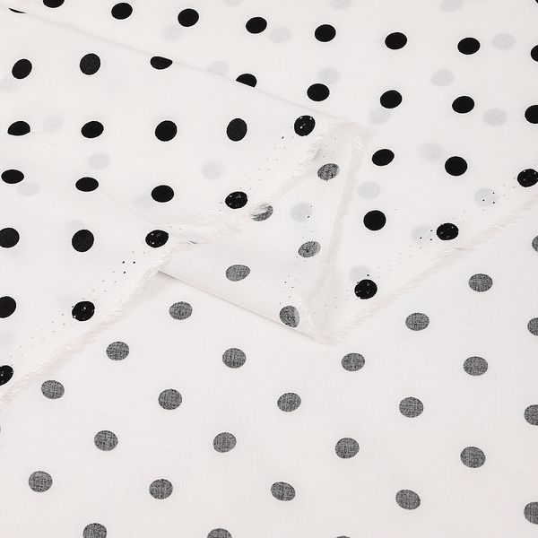 Штапель в горошек 90 г/м², 145 см / 2 метра, TBY.Vidt.04 цв.белый