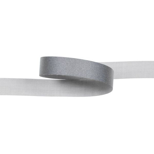 Лента светоотражающая (катафотная) [cpl:380], 10 мм / 50 метров, 65% п/э, 35% х/б, серый, Gamma JF9001