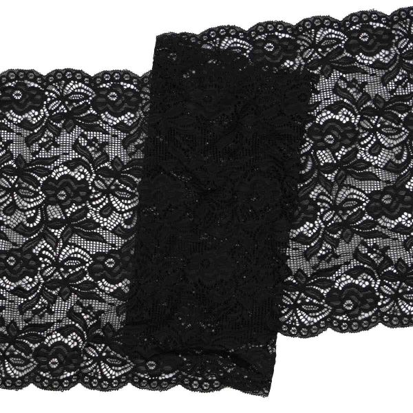 Кружево бельевое эластичное 300 мм / 13.72 м, цв. C580 черный