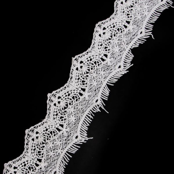 Кружево гипюр (плетёное) 72 мм / 3 метра, C501 белый