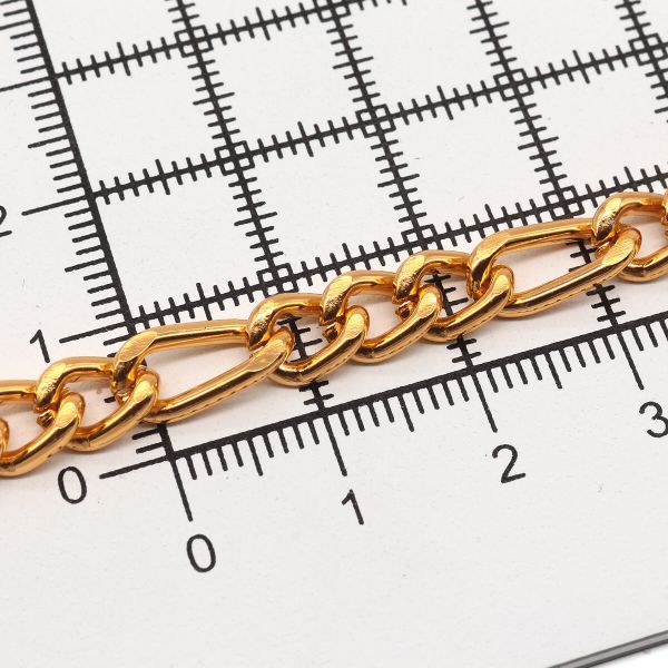 Цепь алюминиевая 12,1 мм, 6,0 мм + 8,0 мм, 6,0 мм, боб(10 м) (золото) K16326