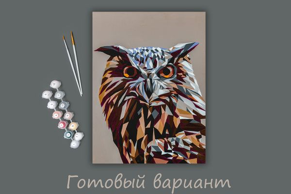 Картина по номерам Фрея, на картоне Геометрическая сова, 40х30 см