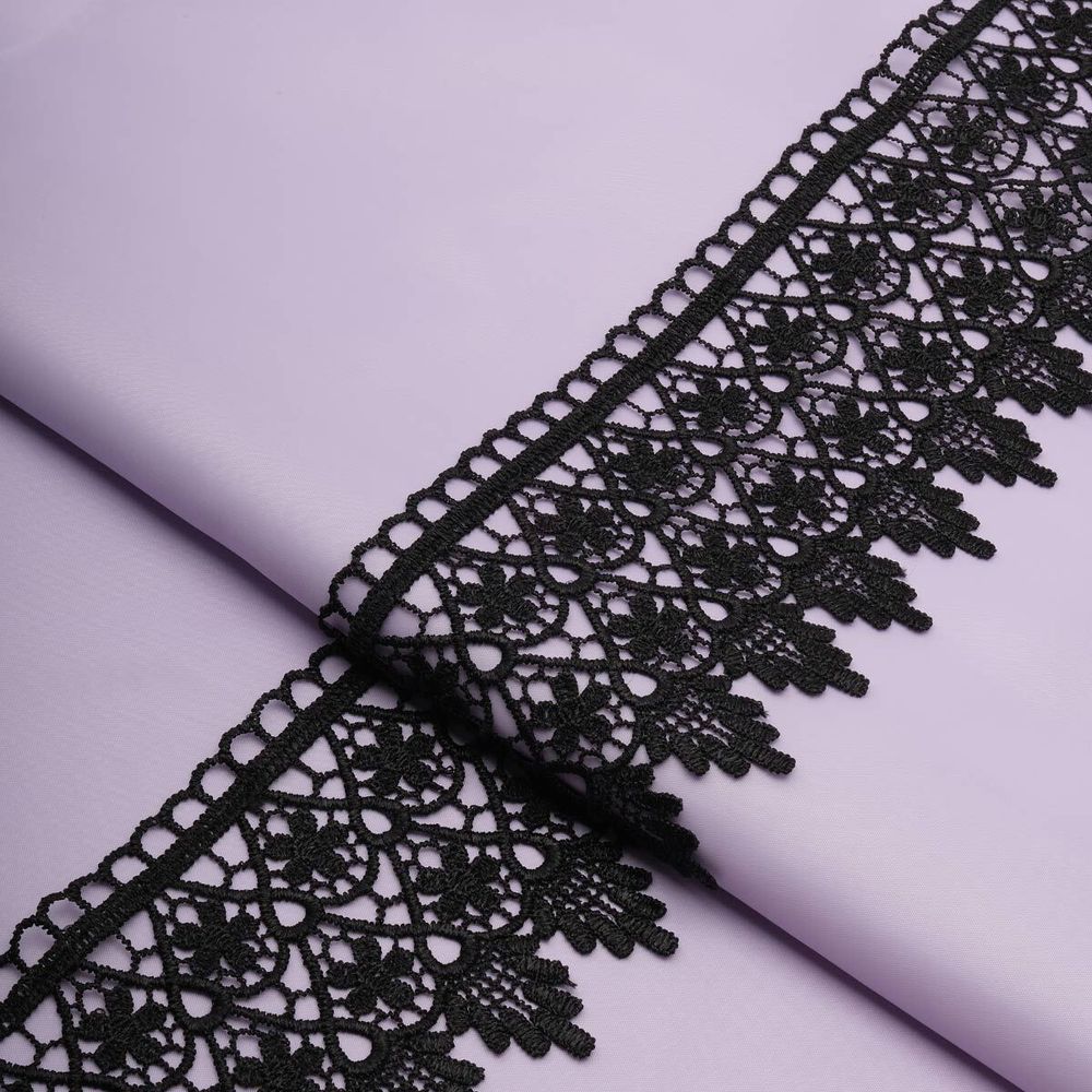 Кружево гипюр (плетёное) 90 мм / 13.7 метров, черный, 3AR1304