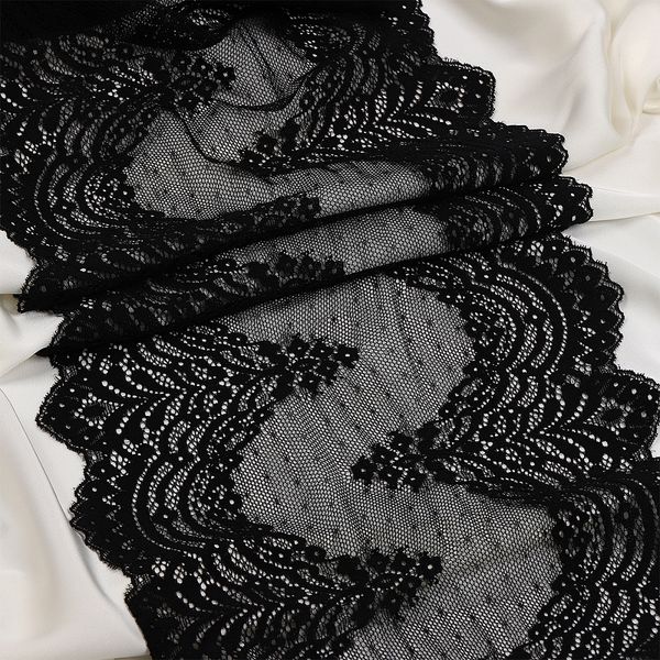 Кружево бельевое эластичное 230 мм / 10 м, 8036, цв.черный, Kruzhevo