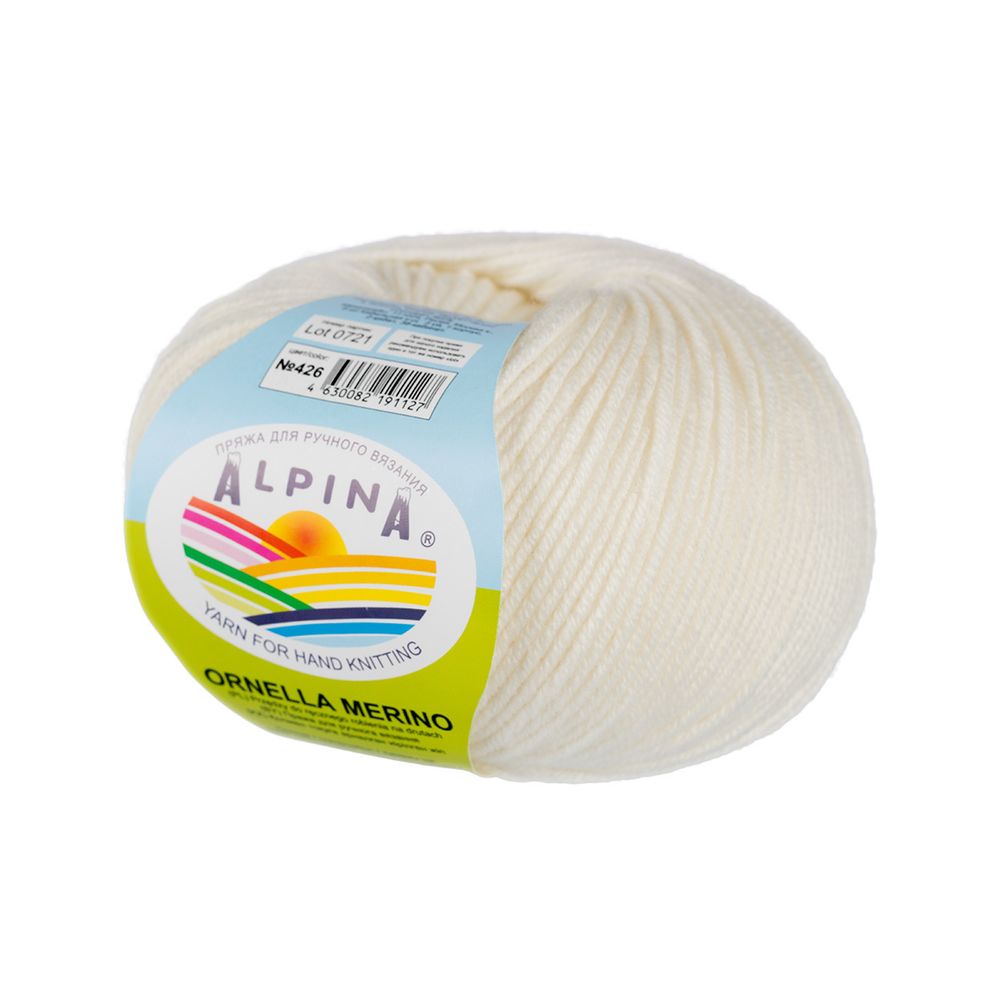 Пряжа Alpina Ornella Merino / уп.10 мот. по 50г, 125м, 426 молочный