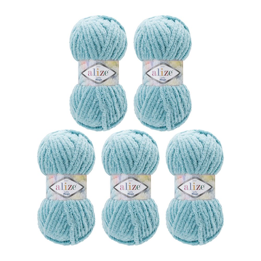 Пряжа Alize (Ализе) Softy Mega / уп.5 мот. по 100 г, 70м, 414 светло-бирюзовый