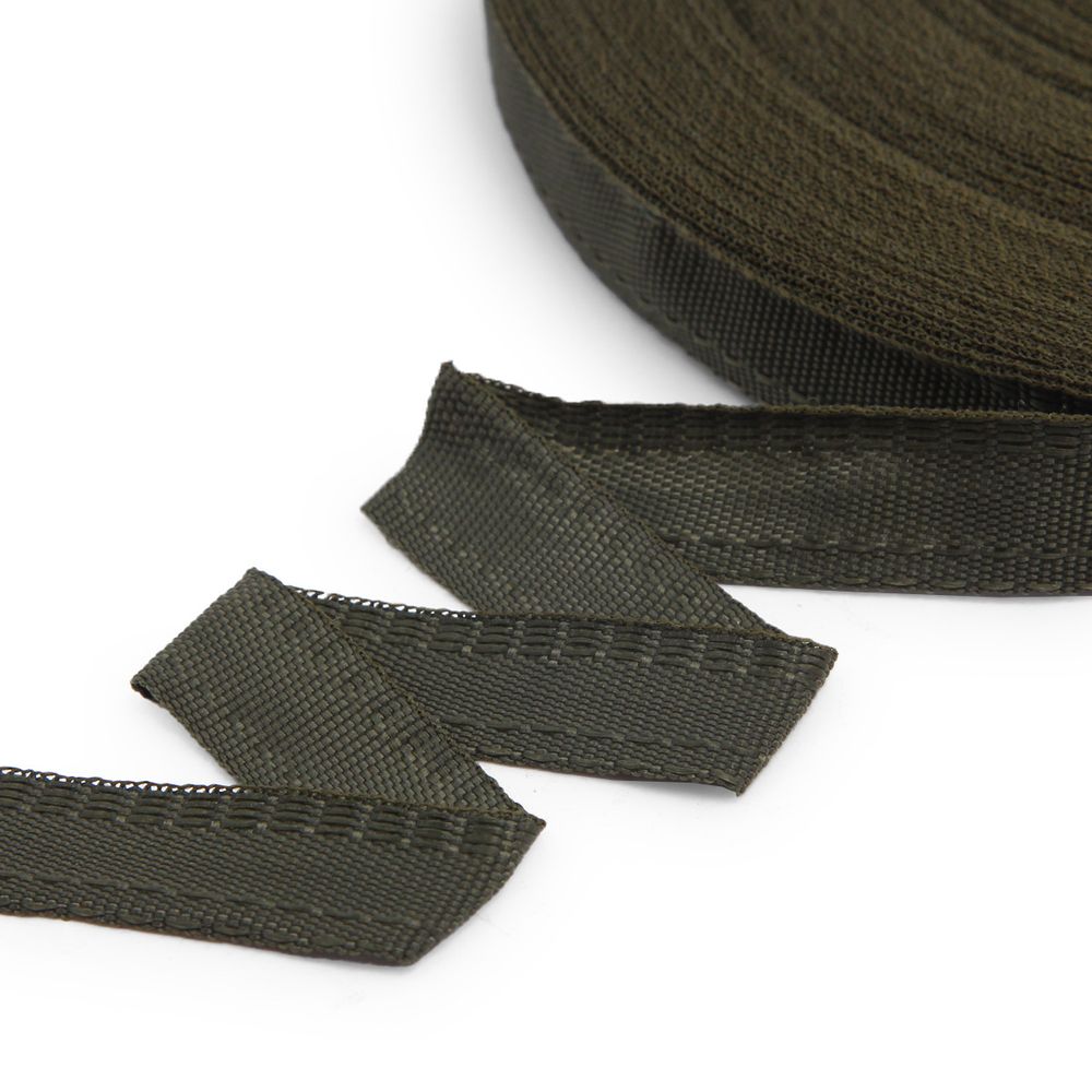 Тесьма брючная односторонняя 16 мм, 50 м, 2.9 г/м, хаки