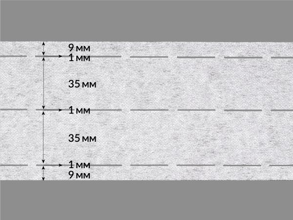 Лента корсажная клеевая перфорированная 91.0 мм / 200 метров, 50 г/м², цв. белый, 20150 9/1/35/1/35/1/9, БрючникоФФ