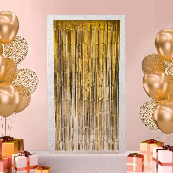 Занавес Дождик 100х200 см, 01_коричневый с золотом, Boomzee GBZ-12