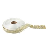 Лента (тесьма) жаккардовая 23.0-25.0 мм, / 25 метров, белый/под золото, Blitz