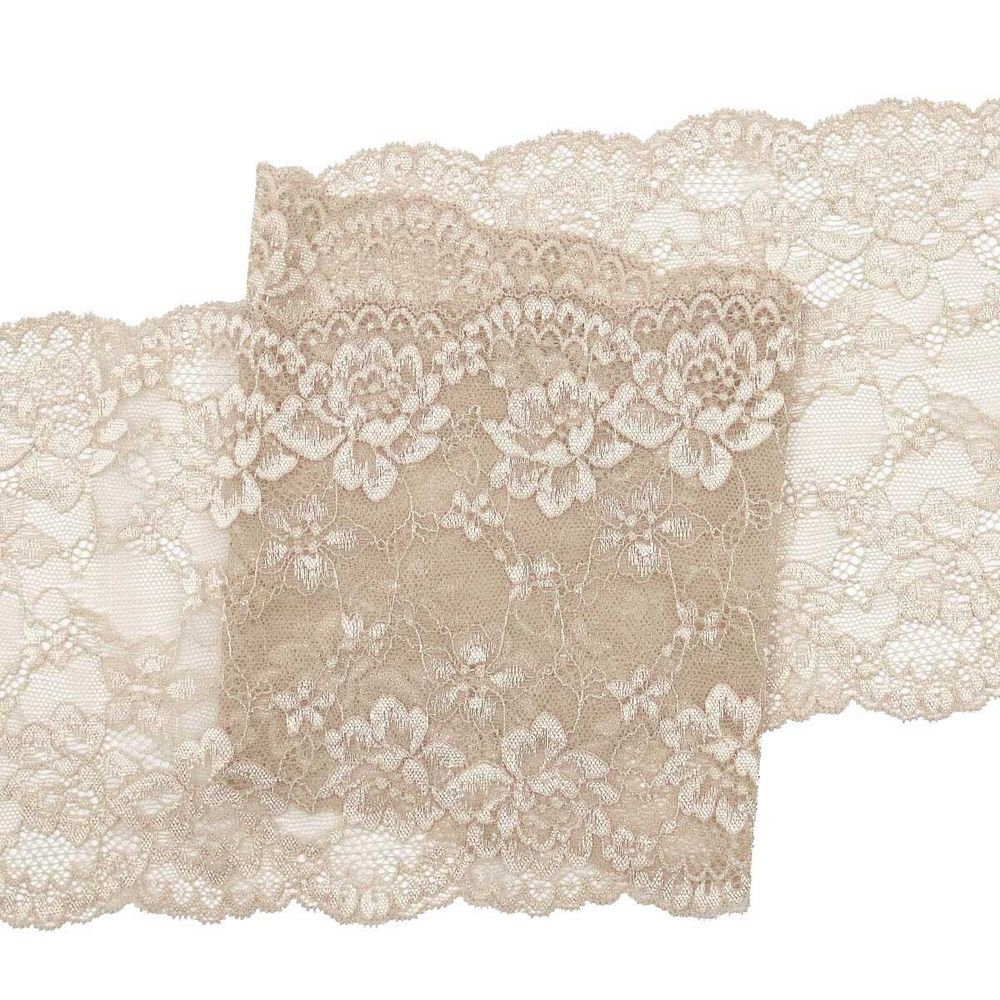 Кружево бельевое эластичное 180 мм / 3.4 метра, цвет телесный