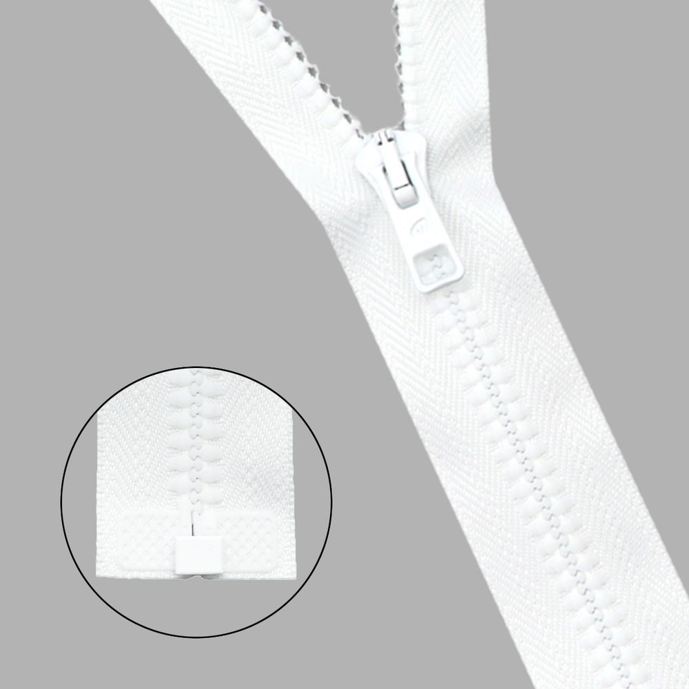 Молния трактор Arta Т6 (6 мм) 1 зам., разъем., 60 см, ОПТ. УП. 25 ШТ., 001 белый