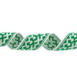 Лента (тесьма) жаккардовая 24.0 мм / 25 метров, Орнамент для северных народов, рис 7527 белый/зеленый (№8), Gamma С3772