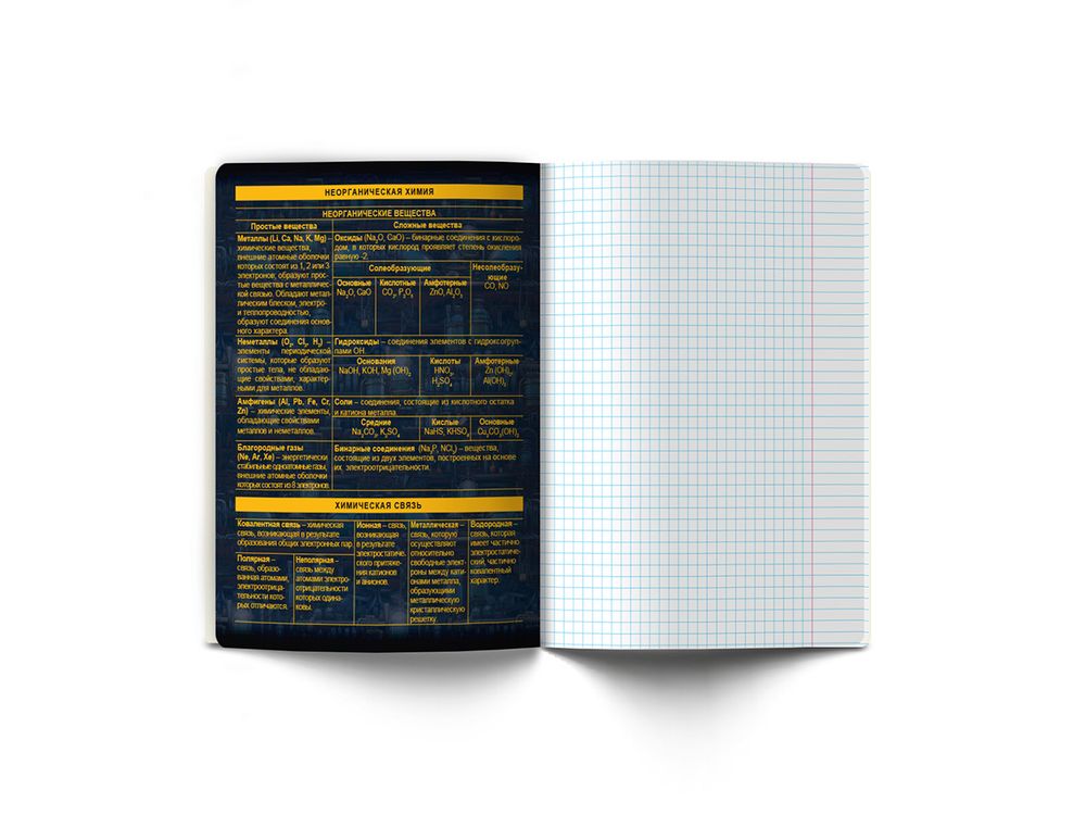 Тетрадь со справочным материалом Эволюция, глянцевая ламинация, A5+ 48 л. на скобе 65 г/м², белизна 100%, 10 шт, клетка, 00884 Химия, Светоч 48Т5