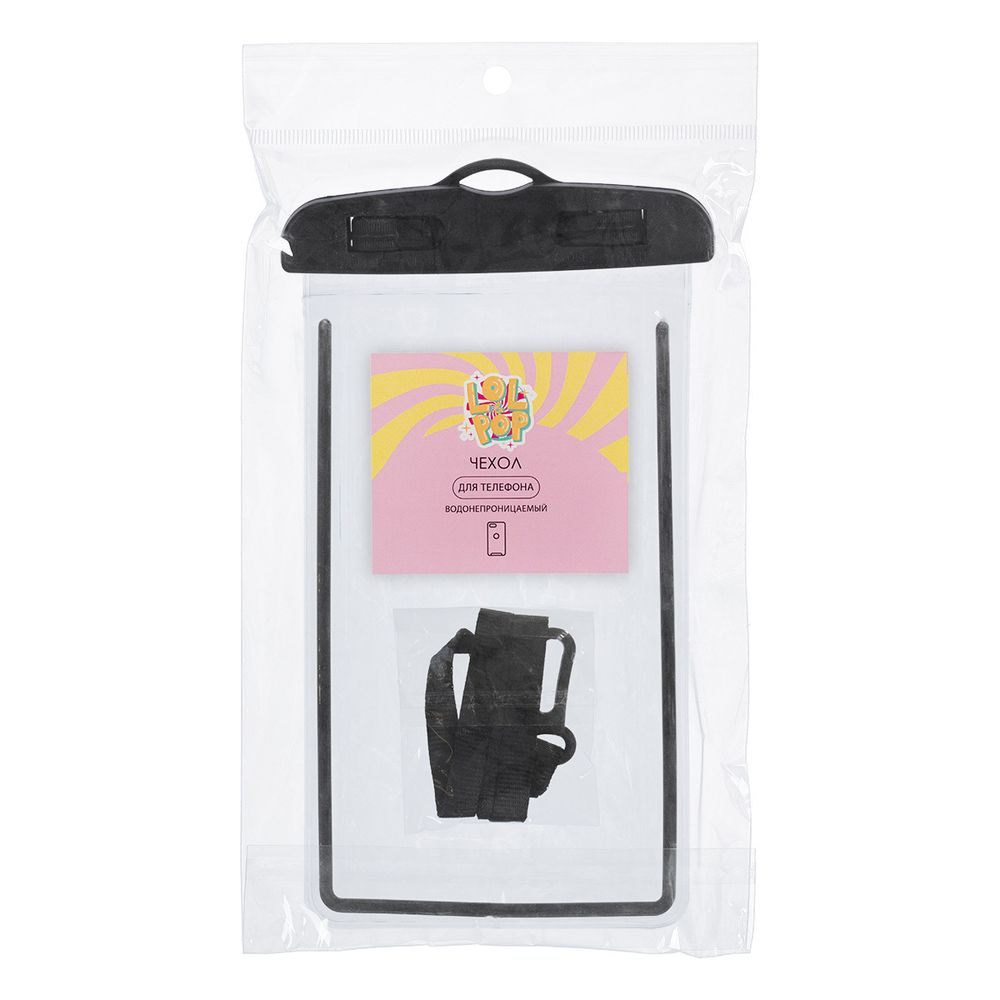 Чехол для телефона водонепроницаемый 21х10х2 см, №08 черный, Lol&Pop LLP-304
