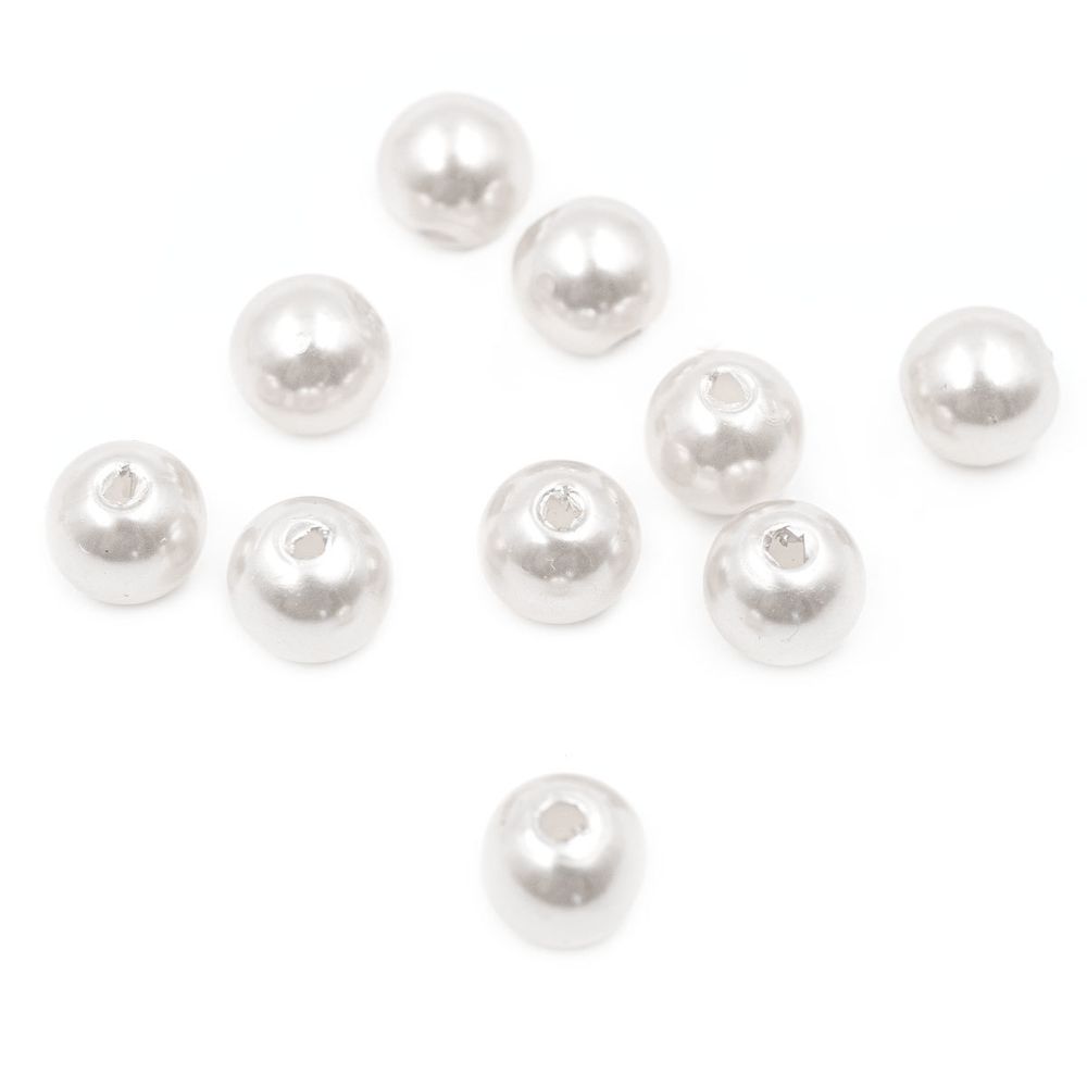 Бусины пластик (жемчуг) ⌀8 мм, 25 г, Astra&Craft, 001 NL белый