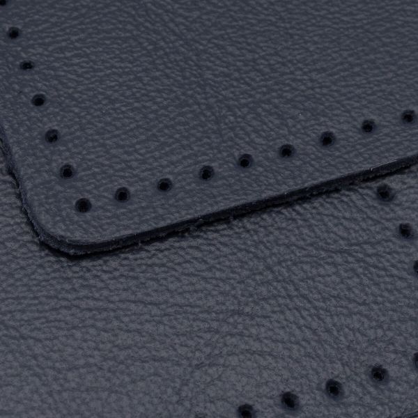 Заплатки пришивные из кожи, квадрат 6см с перфорацией, 2 шт, 100% кожа, 05 темно-синий, 9112