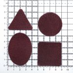 Набор заплаток пришивных из замши, круг, квадрат, треугольник, овал 4см, с перфорацией, 4 шт (31 бордовый), 59703