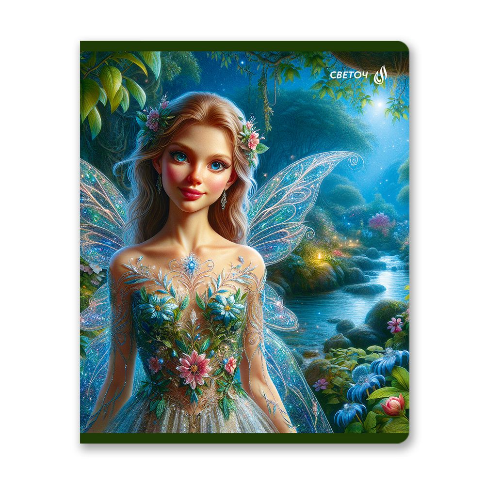 Тетрадь ученическая общая, выборочные блёстки, A5 48 л. на скобе 65 г/м², белизна 100% 10 шт клетка, 01477 Крылатая фантазия, Светоч Т83