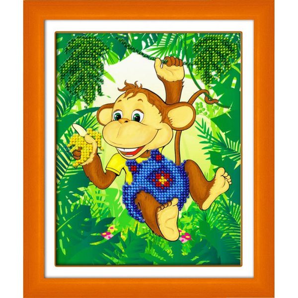 Набор для вышивания бисером Паутинка, Обезьянка 14х18 см