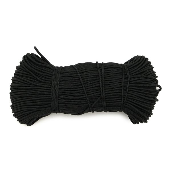 Резинка шляпная (шнур эластичный) ⌀1.5 мм / 50 метров, черный