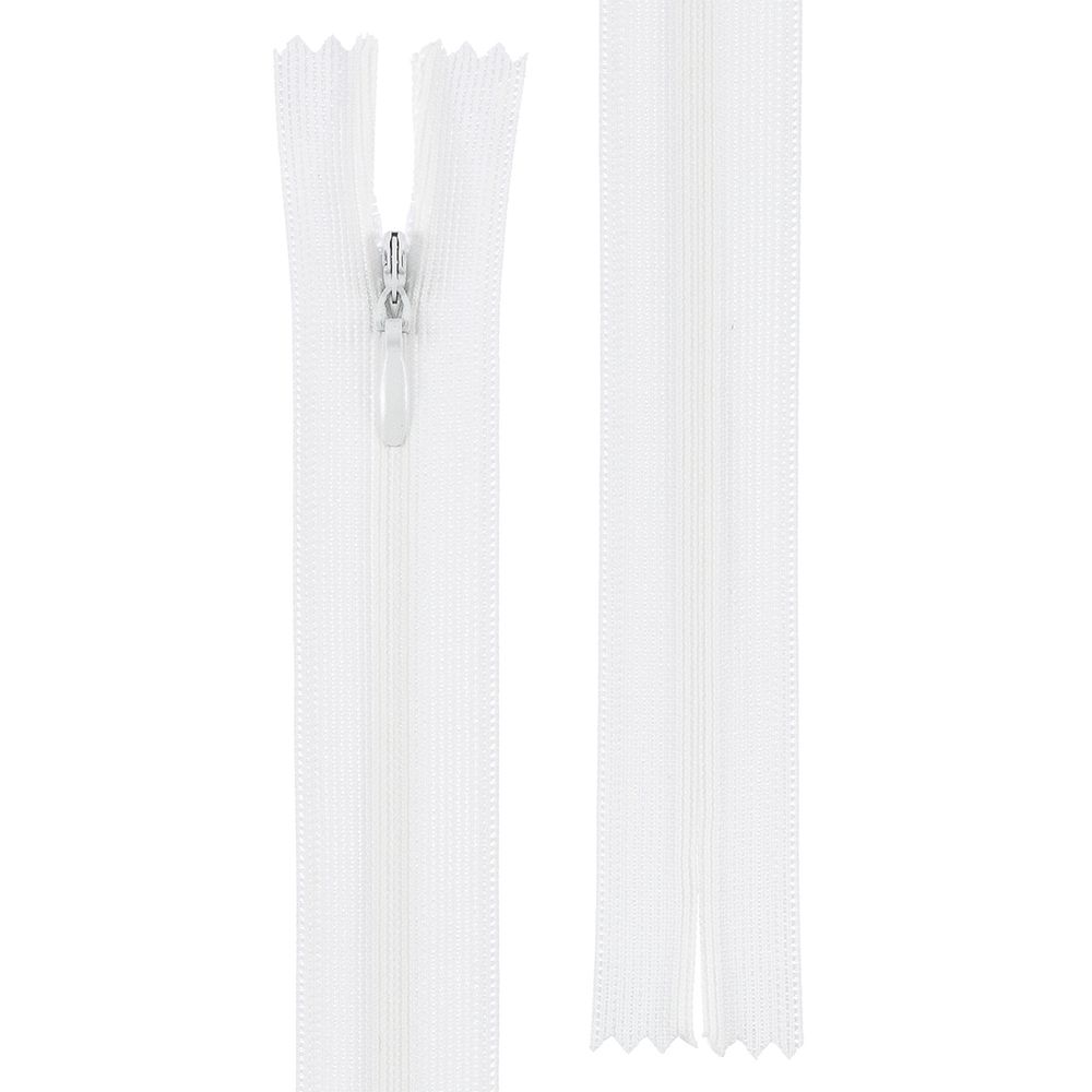 Молния потайная (скрытая) Т3 (3 мм) 1 зам., н/раз., 20 см, пластик, 100 белый, G013P Gamma 10 шт Молния потайная (скрытая) Т3 (3 мм) 1 зам., н/раз., 20 см, пластик, 100 белый, G013P Gamma 10 шт