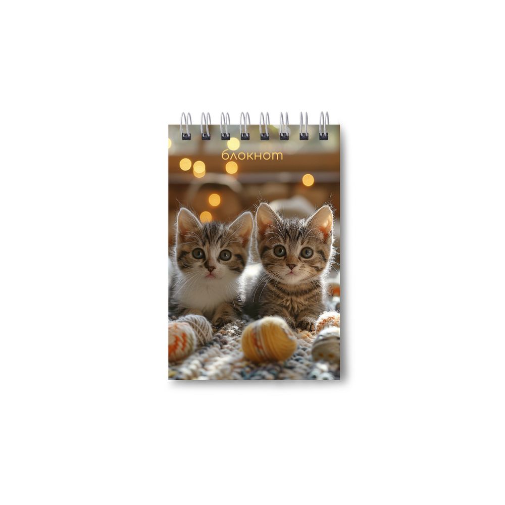 Блокнот на гребне A7 (70х100 мм) 40 л. 12 шт, клетка, Пушистые лапки 01197, Светоч Б114