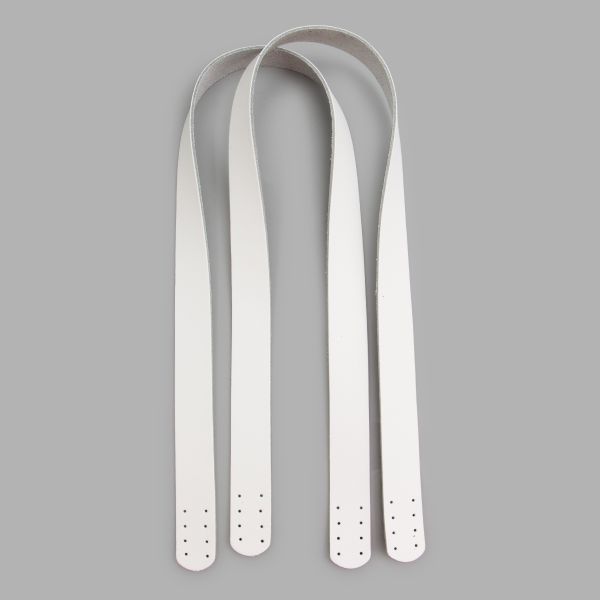 Ручки для сумки 55х2см, уп. 2 шт,100% кожа (88 белый), 1212