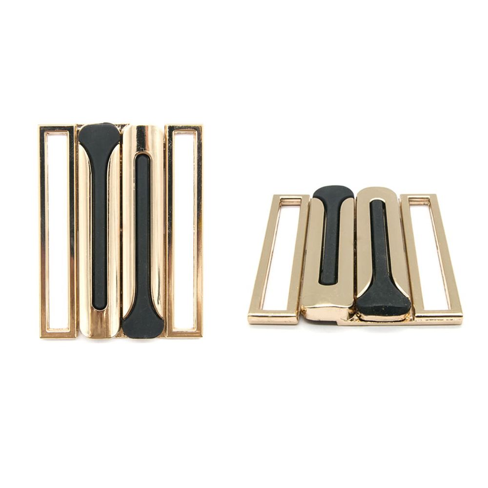 Пряжка ременная металл 50 мм (золото+черный), 4 шт