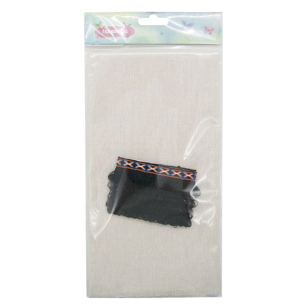 Ткань для рукоделия в наборе с тесьмой жаккард -бахрома 50х50см+1м (24229/34113 черный) 29500