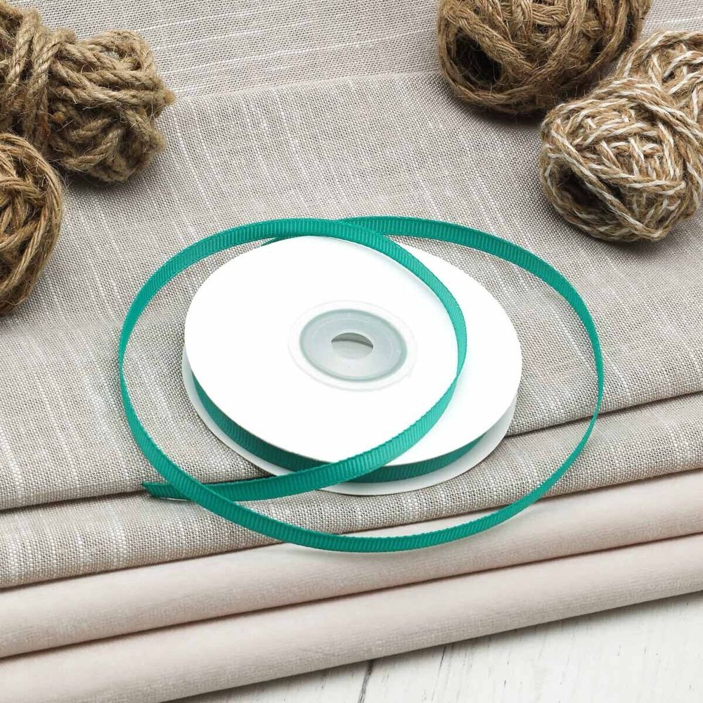 Лента репсовая (в рубчик) 6.0 мм, 121 бирюзовый, уп.18,28 м