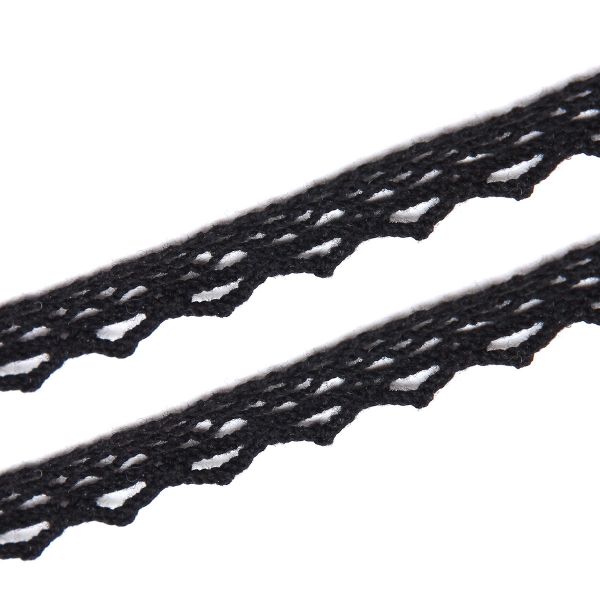 Кружево вязаное (тесьма) хлопковое 10 мм / 9.14 метров, черный
