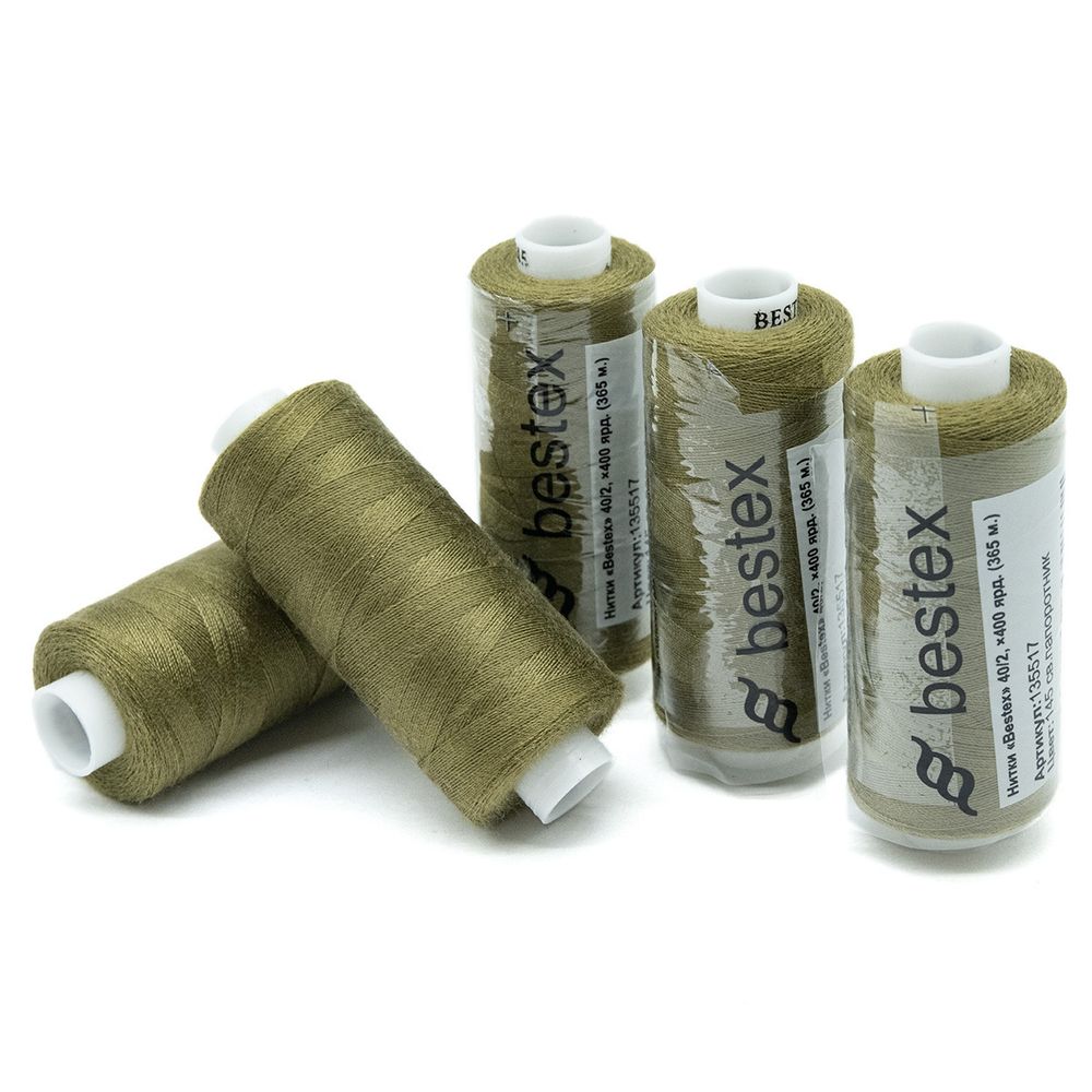 Нитки швейные бытовые Bestex 40/2, 365 м (400 ярд) / 10 кат., 145 светлый папоротник