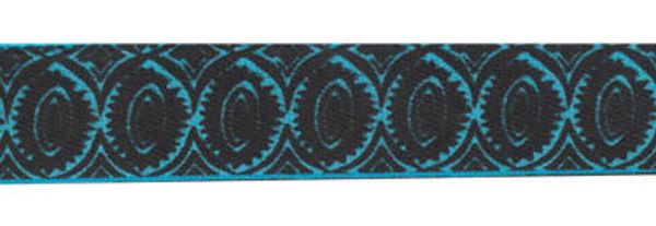 Лента атласная с рисунком 12.0 мм / 22.8±1 метра, O32/073 черный/голубой, Gamma ALP-121