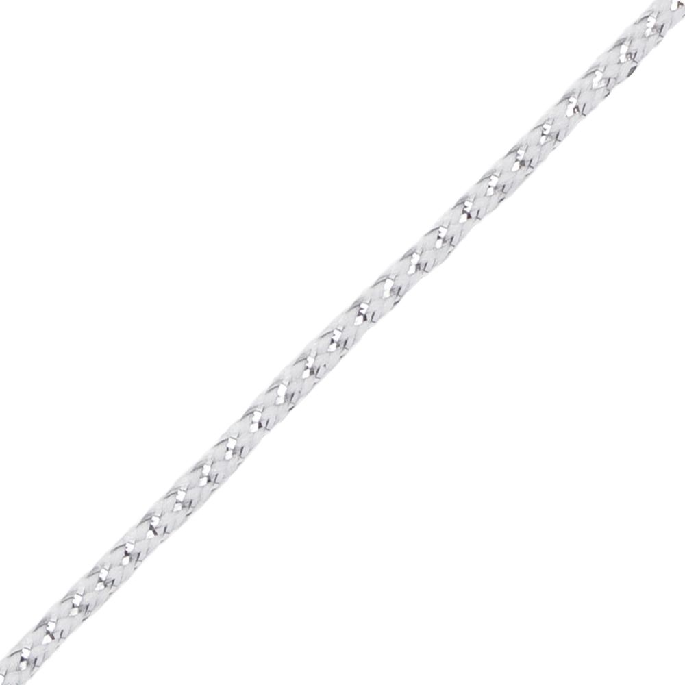 Шнур отделочный ⌀2.0 мм / 30 метров, с метанитом, белый/серебро