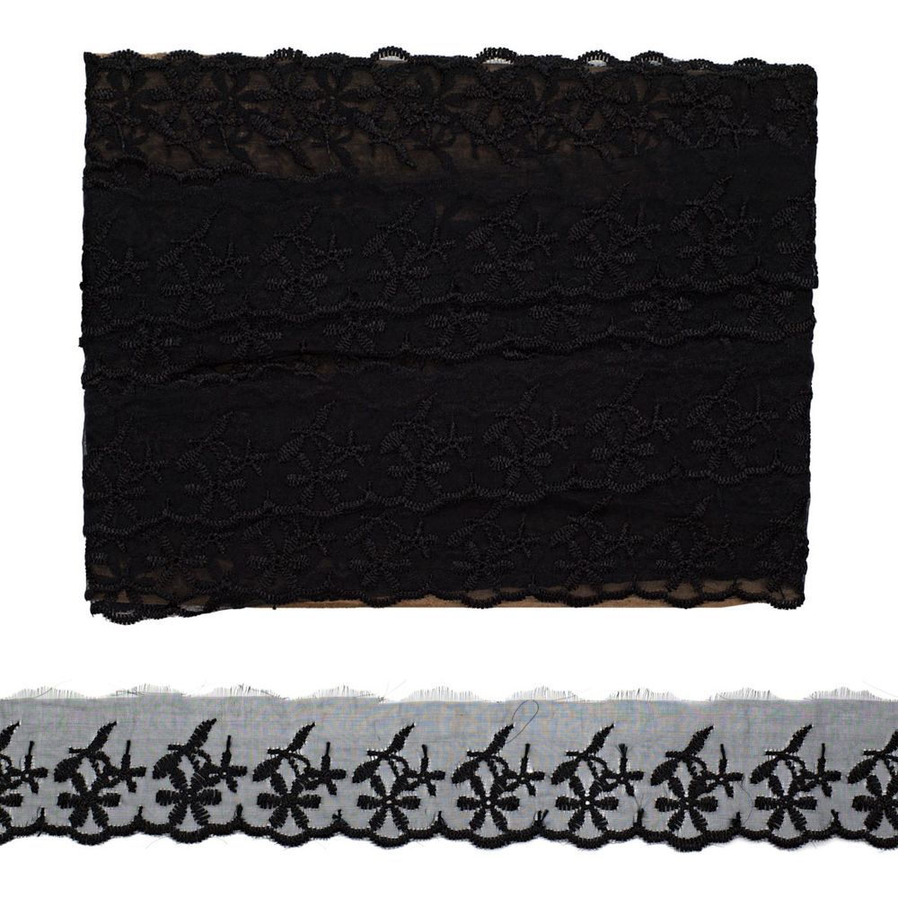 Кружево капроновое 50 мм / 6.8 м (±4 см) 0574-2016, черный