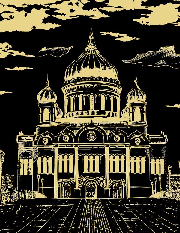 Набор для творчества Гравюра 20х25.5 см, №24 Храм Христа Спасителя (золото), Hobbius SGHK